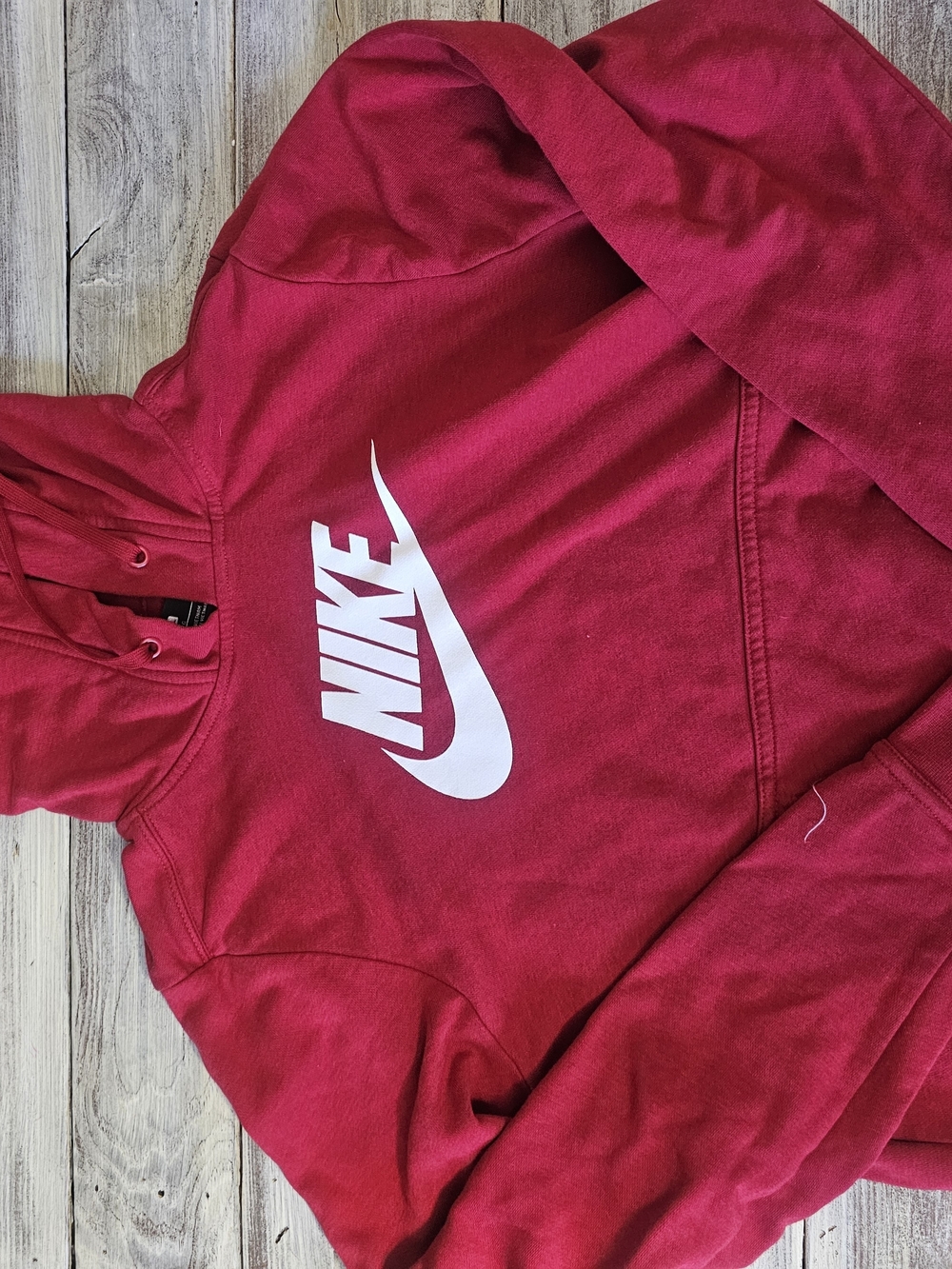Nike Red Pullover Hoodie with White Swoosh Accent